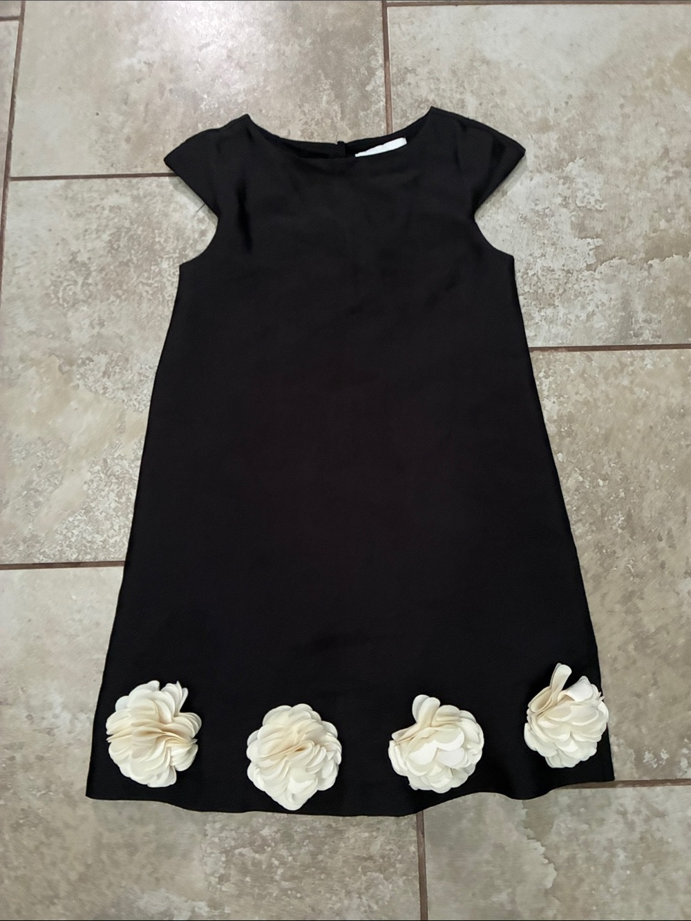 Zara Black Girls' Dress with Cream Floral Trim